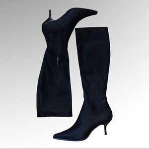 Donald J Pliner Black Suede Knee High Lola Boots, Size 8M New Without Box